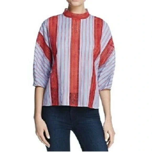 Sandro Tops - Sandro Red and Blue Striped Women's Top